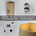 Aplique de Pared: Luz Dual Arriba y Abajo, Aluminio Negro, 2 Casquillos GU10, bombillas no incluidas "DUO" efecto madera