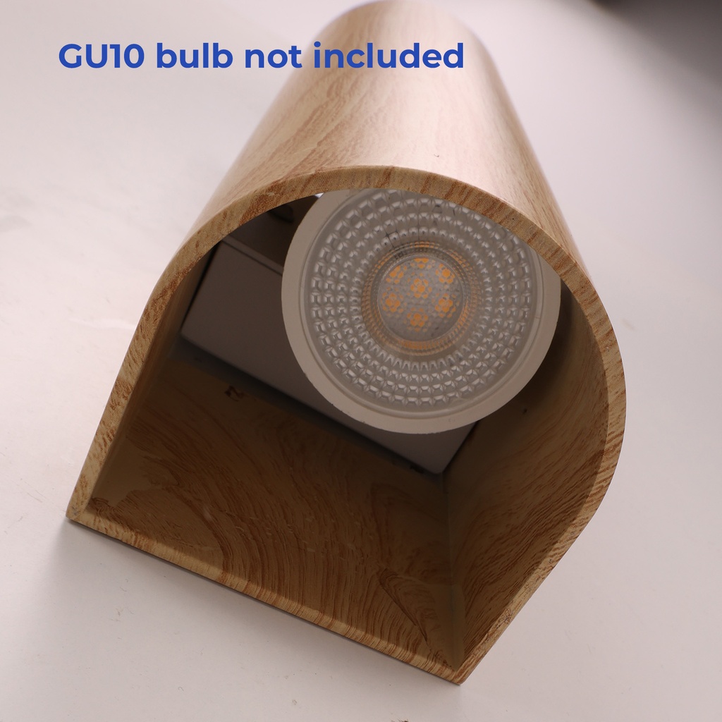 Aplique de Pared: Luz Dual Arriba y Abajo, Aluminio Negro, 2 Casquillos GU10, bombillas no incluidas "DUO" efecto madera