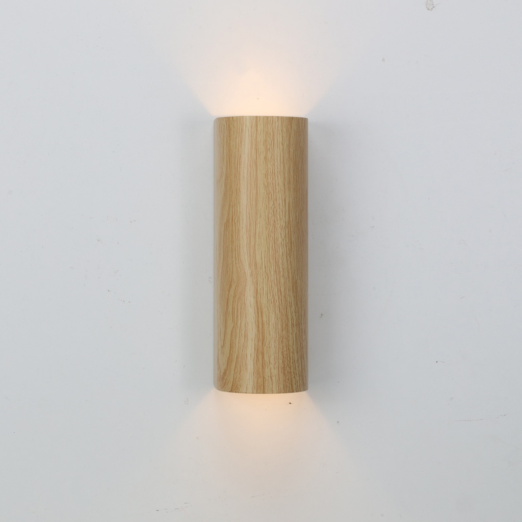 Aplique de Pared: Luz Dual Arriba y Abajo, Aluminio Negro, 2 Casquillos GU10, bombillas no incluidas "DUO" efecto madera