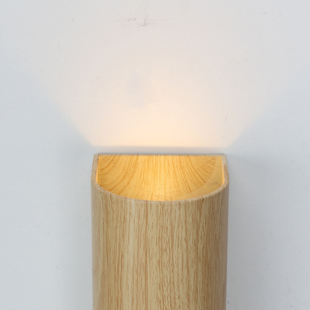 Aplique de Pared: Luz Dual Arriba y Abajo, Aluminio Negro, 2 Casquillos GU10, bombillas no incluidas "DUO" efecto madera