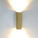 Aplique de Pared: Luz Dual Arriba y Abajo, Aluminio Negro, 2 Casquillos GU10, bombillas no incluidas "DUO" efecto madera
