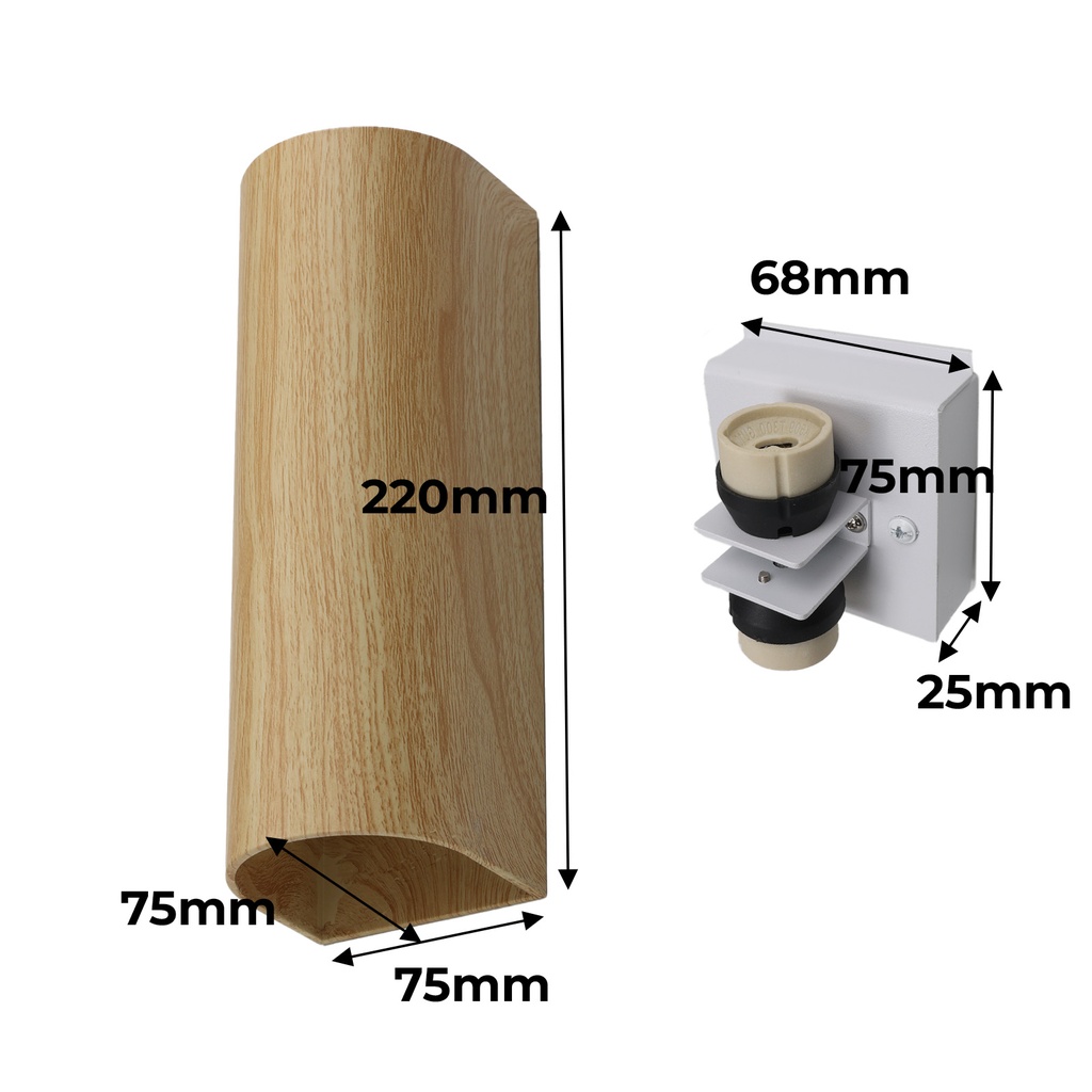 Aplique de Pared: Luz Dual Arriba y Abajo, Aluminio Negro, 2 Casquillos GU10, bombillas no incluidas "DUO" efecto madera