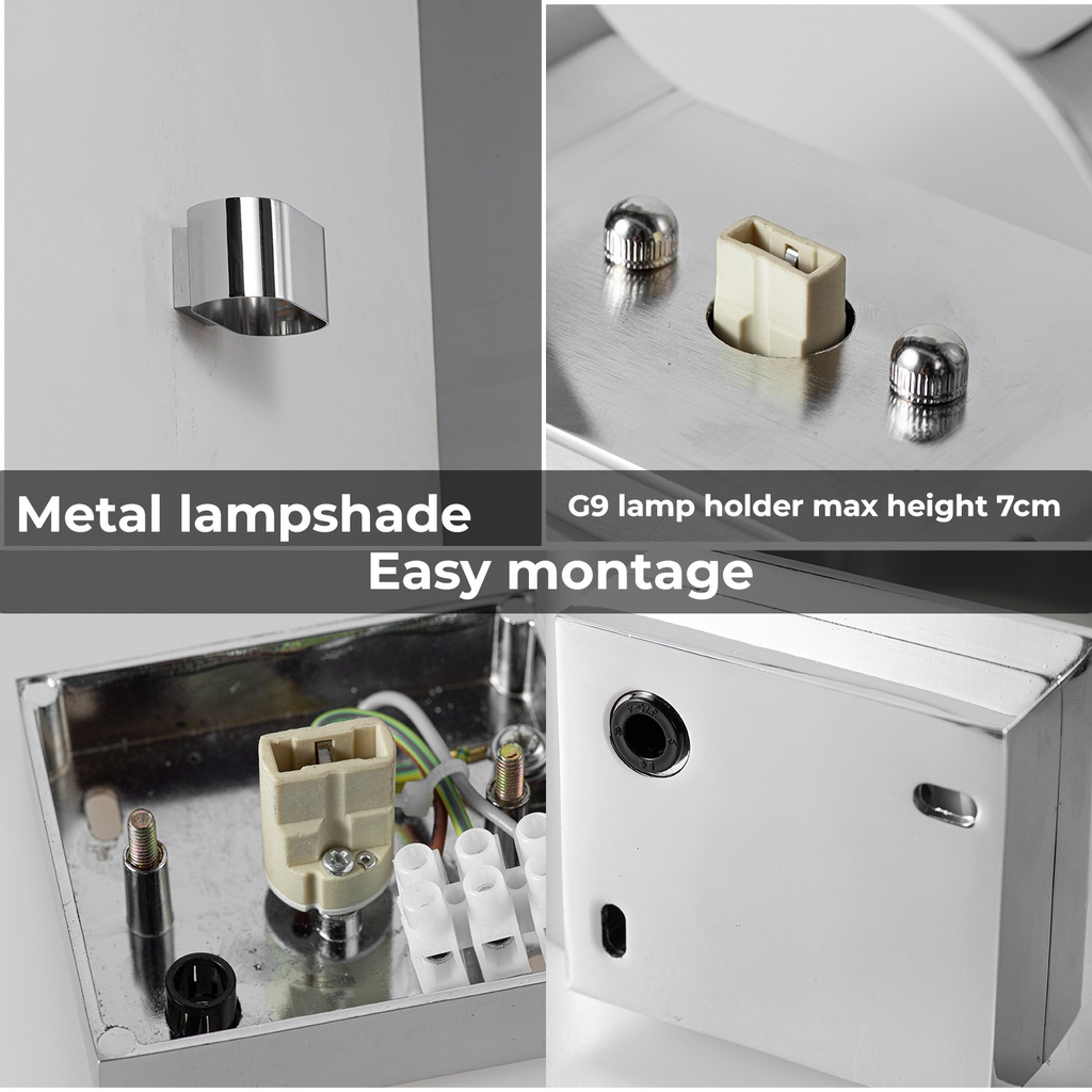 Apliques de Pared Interior con Illuminación Arriba y Abajo"BAYONA PRO"-G9 Bombilla no incluida