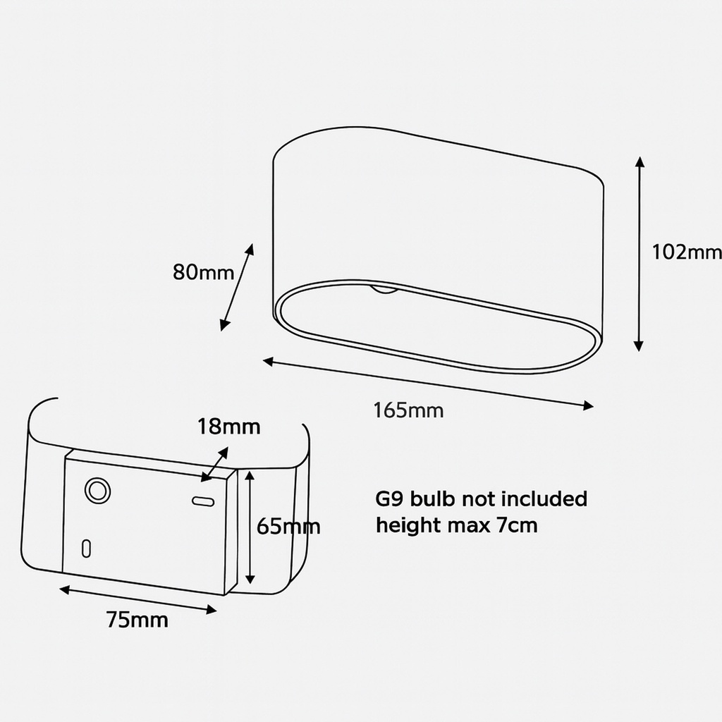 Apliques de Pared Interior con Illuminación Arriba y Abajo"BAYONA PRO"-G9 Bombilla no incluida