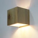 Aplique de Pared de Madera “CUBET” – Diseño en Cubo, Luz Arriba y Abajo, Casquillo E27
