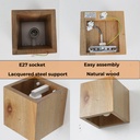 Aplique de Pared de Madera “CUBET” – Diseño en Cubo, Luz Arriba y Abajo, Casquillo E27