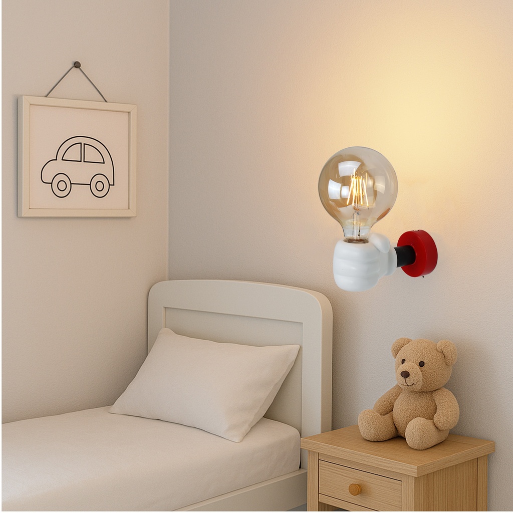 Lámpara de Pared Infantil E27 – Diseño Divertido de Mano Cartoon “TOONHAND”