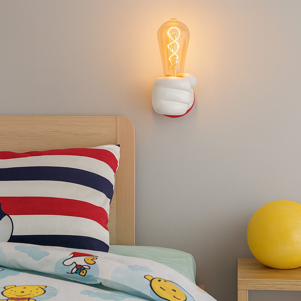 Lámpara de Pared Infantil E27 – Diseño Divertido de Mano Cartoon “TOONHAND”