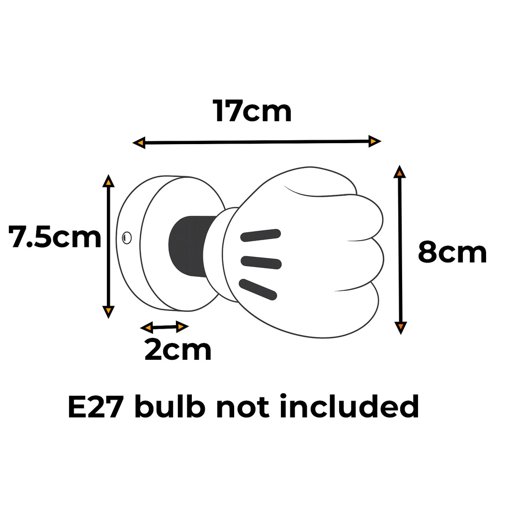 Lámpara de Pared Infantil E27 – Diseño Divertido de Mano Cartoon “TOONHAND”