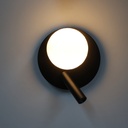 Aplique Led circular metal negro con foco lectura orientable 3w y una bola impresora"LINDAU"