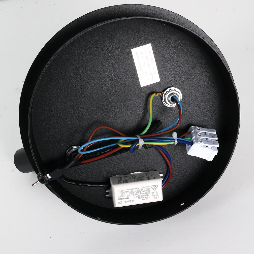 Aplique Led circular metal negro con foco lectura orientable 3w y una bola impresora"LINDAU"