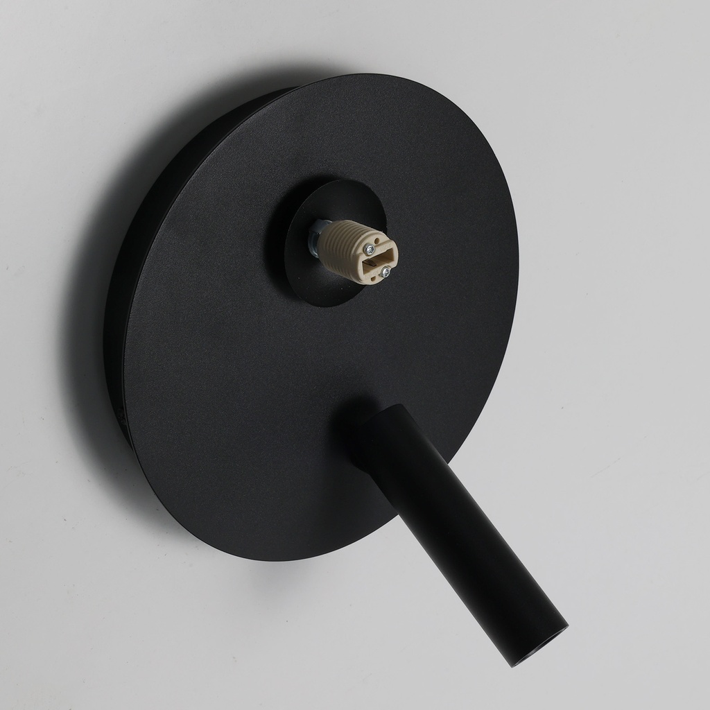 Aplique Led circular metal negro con foco lectura orientable 3w y una bola impresora"LINDAU"