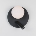 Aplique Led circular metal negro con foco lectura orientable 3w y una bola impresora"LINDAU"