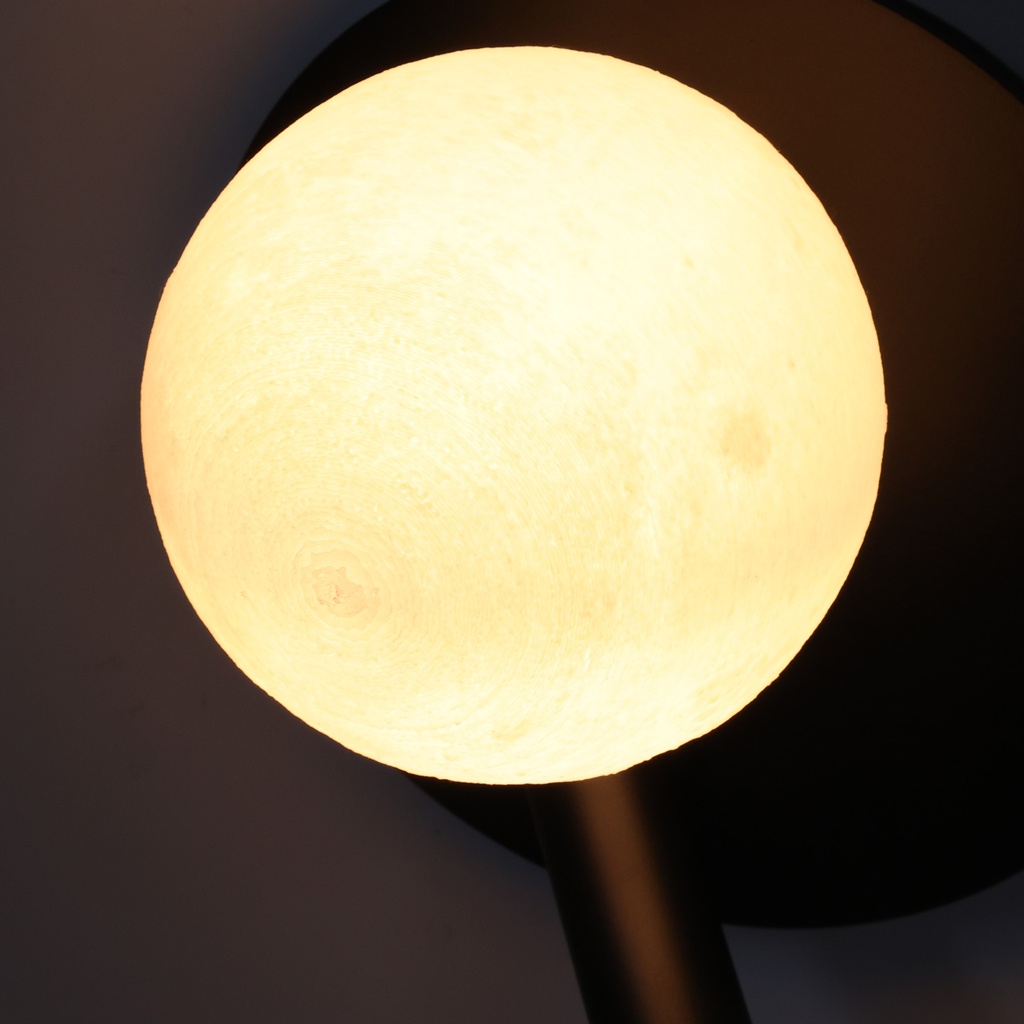 Aplique Led circular metal negro con foco lectura orientable 3w y una bola impresora"LINDAU"