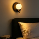 Aplique Led circular metal negro con foco lectura orientable 3w y una bola impresora"LINDAU"