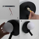 Aplique Led circular metal negro con foco lectura orientable 3w y una bola impresora"LINDAU"