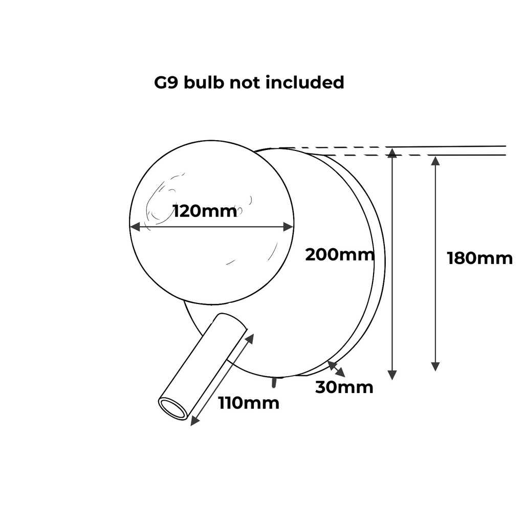 Aplique Led circular metal negro con foco lectura orientable 3w y una bola impresora"LINDAU"