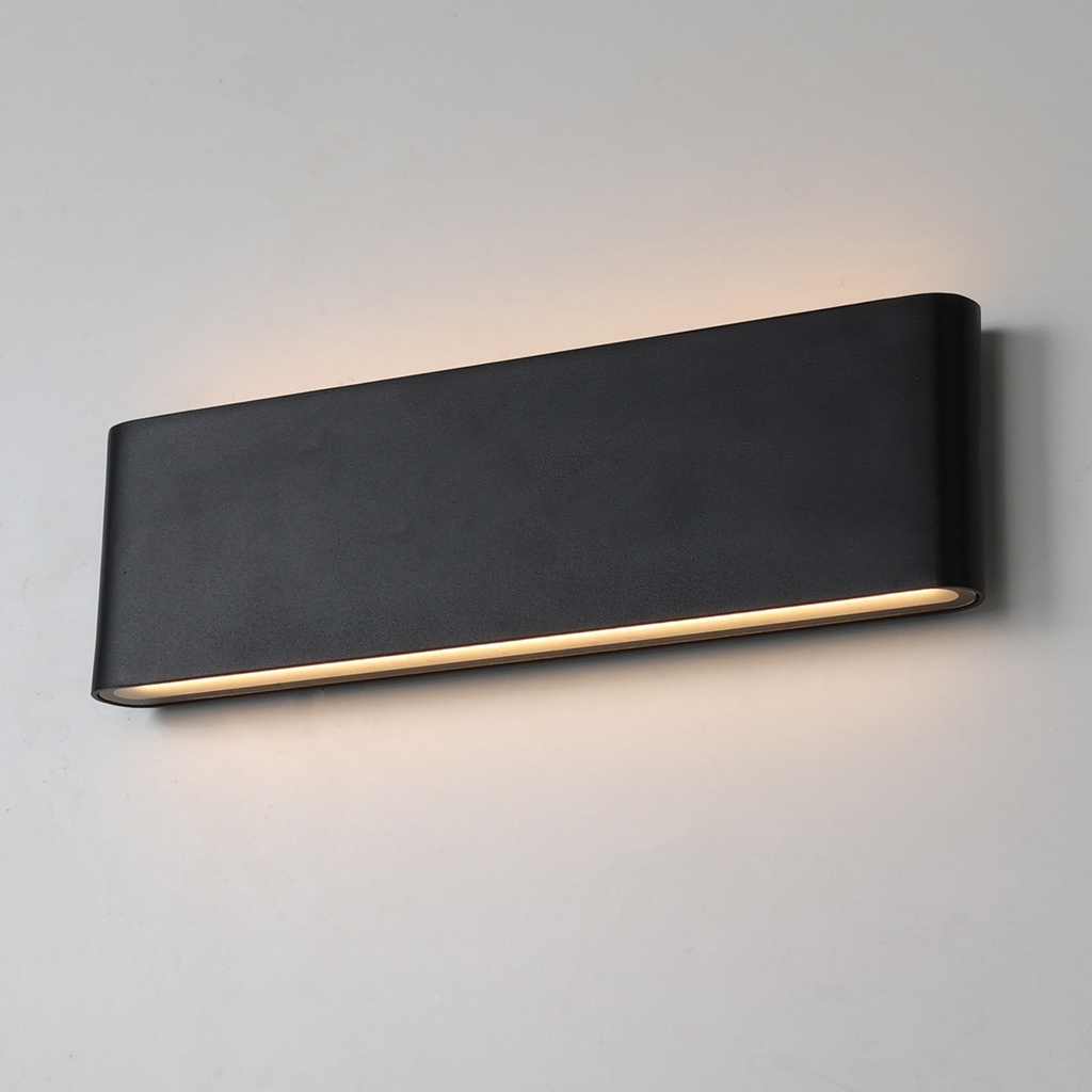 Aplique de Pared Exterior/Interior LED 20W Aluminio Rectangular Iluminación Arriba y Abajo 300mm IP54"SAFATA" Negro