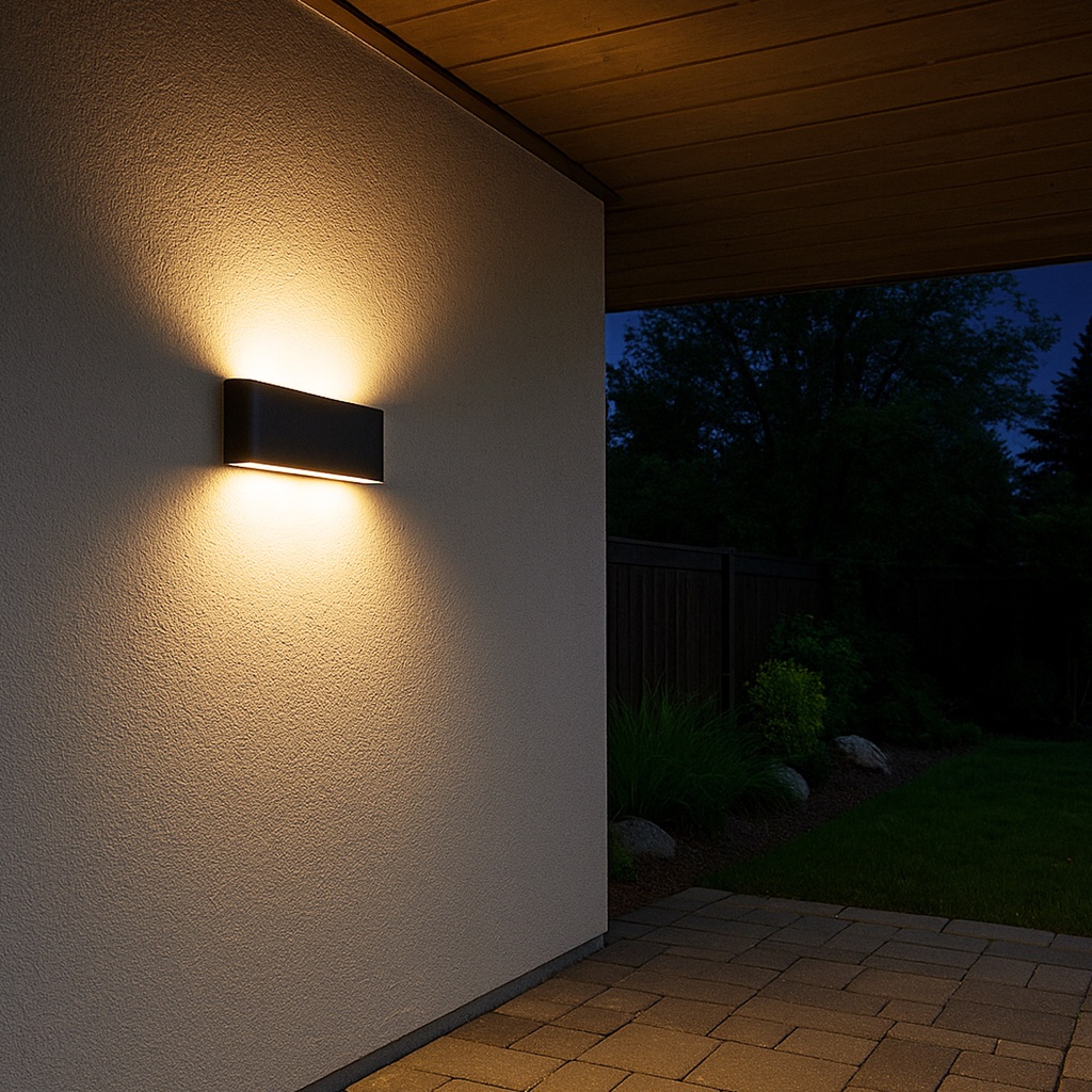 Aplique de Pared Exterior/Interior LED 20W Aluminio Rectangular Iluminación Arriba y Abajo 300mm IP54"SAFATA" Negro