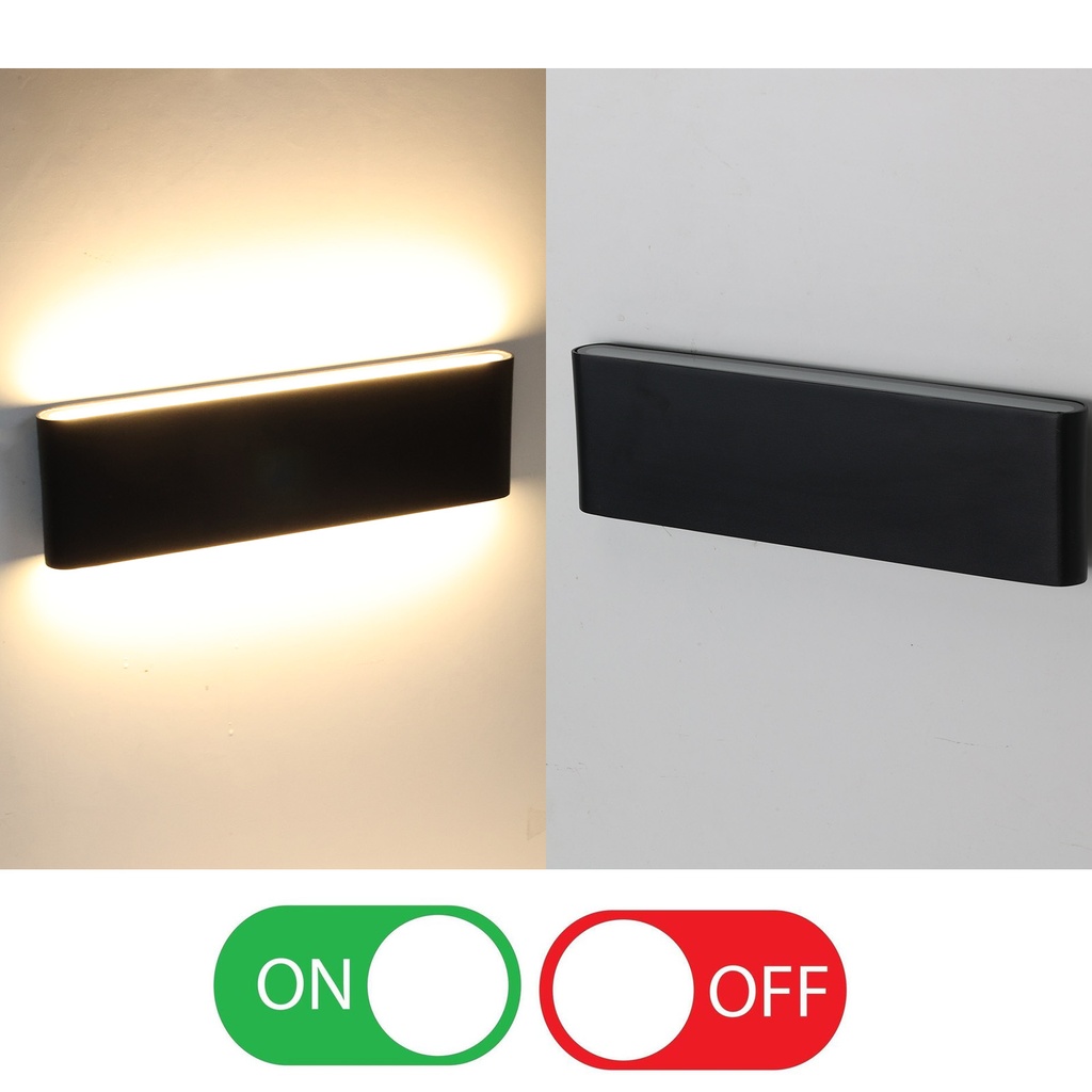Aplique de Pared Exterior/Interior LED 20W Aluminio Rectangular Iluminación Arriba y Abajo 300mm IP54"SAFATA" Negro