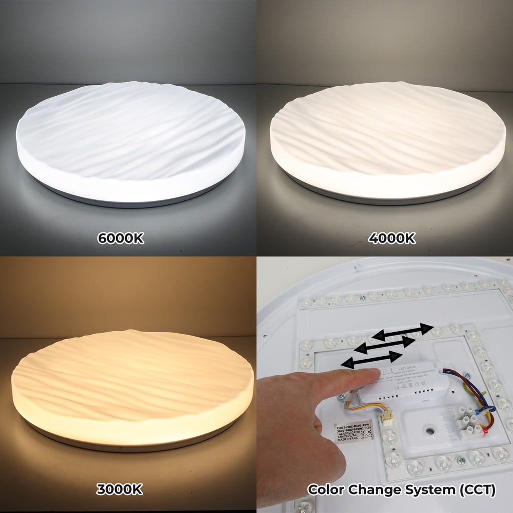 LED ceiling light D480*90MM AC230V 40W, CE ROHS CCT 3000-4000-6000K "WAVE"