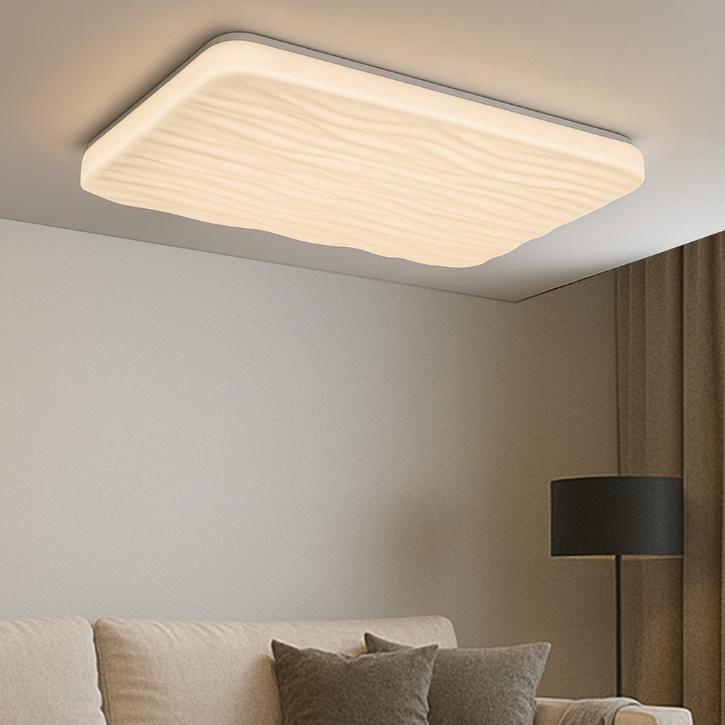 Plafón LED Rectangular 90W 945×645×75 mm – CCT 3000/4000/6000K, Color Seleccionable, Acrílico, Regulable con Mando a Distancia “WAVE”