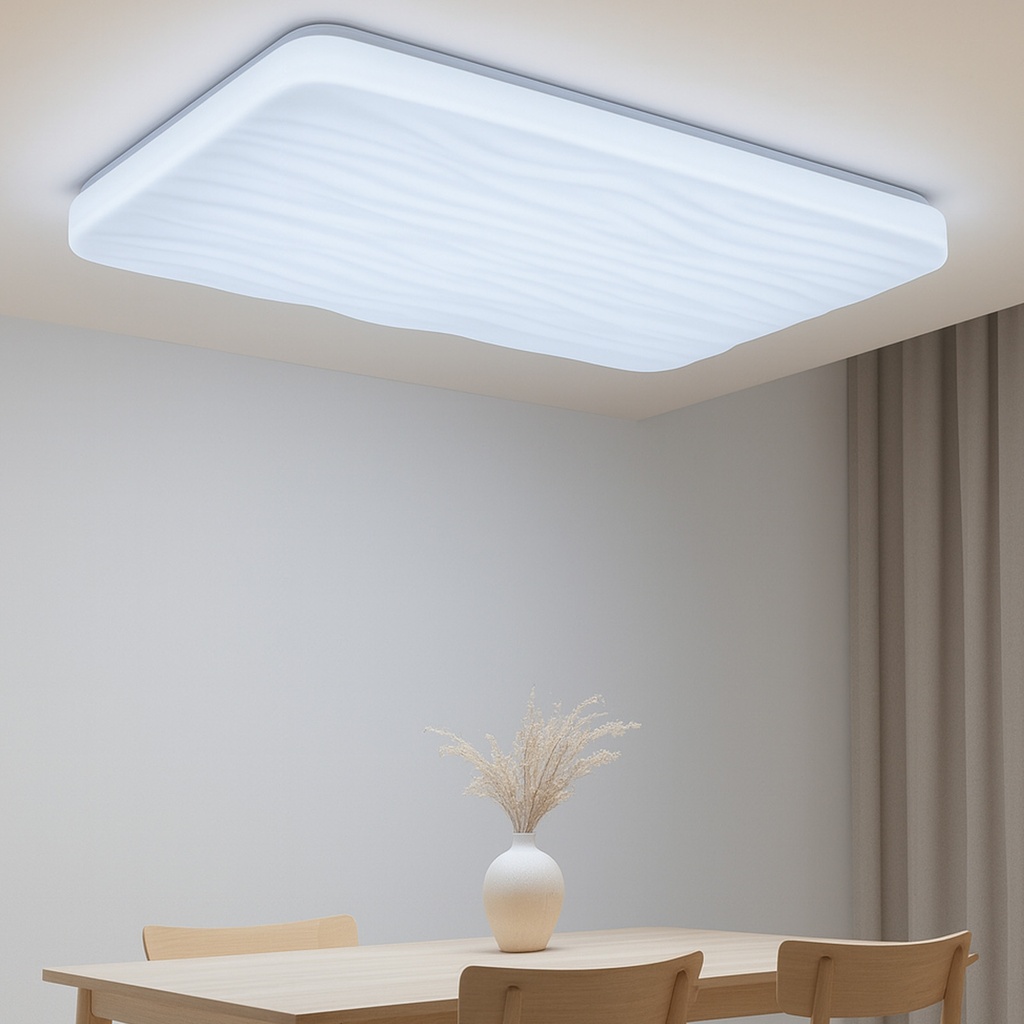 Plafón LED Rectangular 90W 945×645×75 mm – CCT 3000/4000/6000K, Color Seleccionable, Acrílico, Regulable con Mando a Distancia “WAVE”