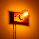 Aplique de madera rectangurar para pared con cable trenzada y enchufe, estilo retro, E27 “KAMA”