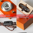 Aplique de madera rectangurar para pared con cable trenzada y enchufe, estilo retro, E27 “KAMA”