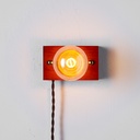 Aplique de madera rectangurar para pared con cable trenzada y enchufe, estilo retro, E27 “KAMA”