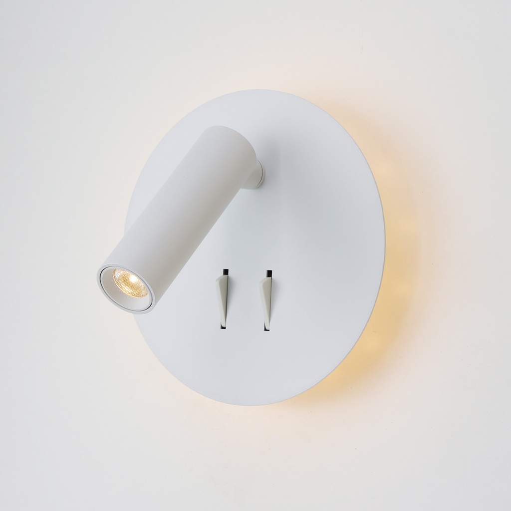 Aplique de Pared Aluminio con Foco Lectura 3W y Luz Ambiental Detras 6W con Interruptores "ROMA" 3000K