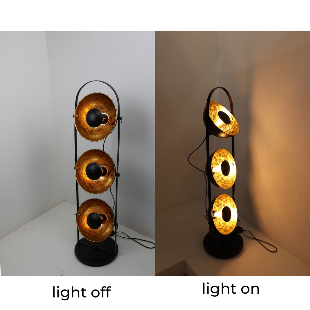 Lámpara de pie vintage con Oro Orientable 3 Luces Orientable"MARS"