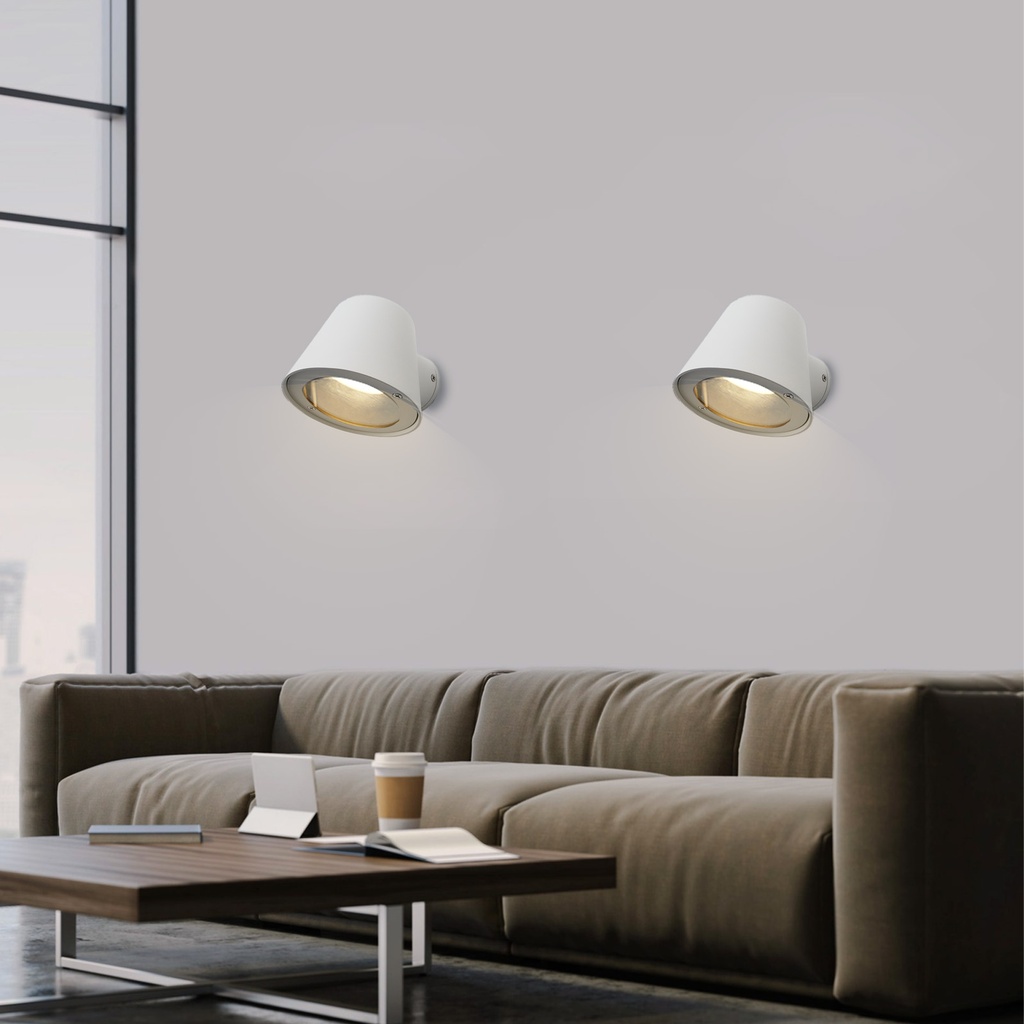 Lámparas de pared LED Aluminio Blanco Exterior, IP44, Decorativas y Resistentes al Agua para Patios y Jardines. Incluyen Bombilla GU10 5W "PAU"