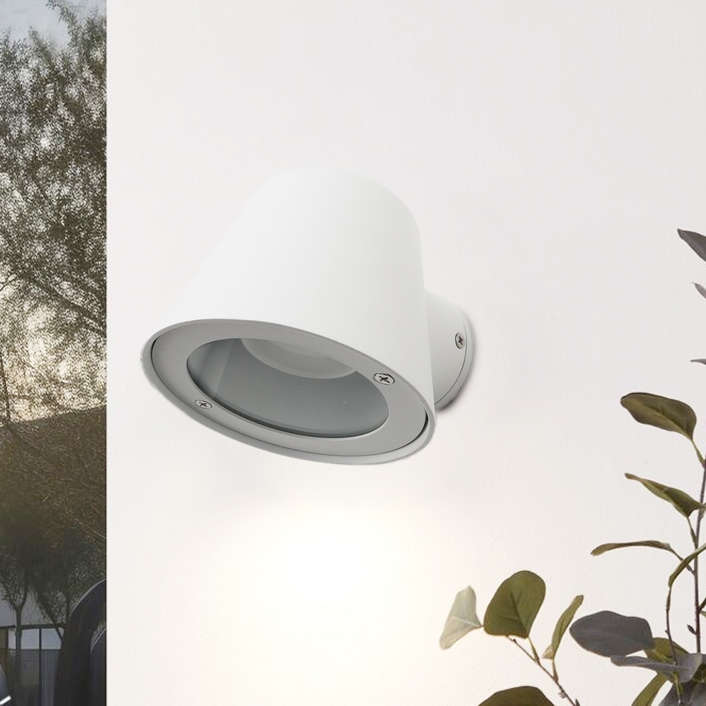Lámparas de pared LED Aluminio Blanco Exterior, IP44, Decorativas y Resistentes al Agua para Patios y Jardines. Incluyen Bombilla GU10 5W "PAU"