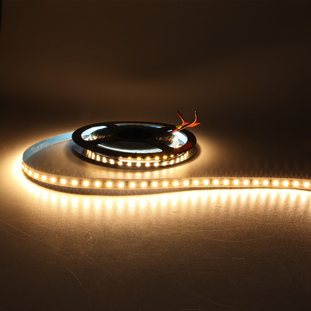 TIRA LED 24V DC-50W-10W/m-Ancho 8mm-120 LEDs SMD2835/metro-18W/m-Monocolor-Corte cada 5cm-IP20-5 metros