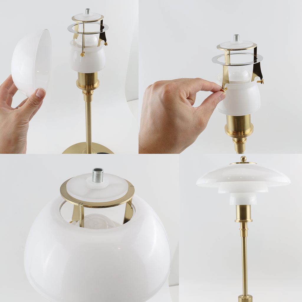 Lámpara de Escritorio Nórdica Minimalista de Vidrio E27 - Decoración para Sala, Estudio o Mesita de Noche "BLANCA"