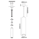 Lámpara Colgante de Techo Moderno Aluminio Minimalista en Forma de Tubo 40cm con Portalámpara GU10, Altura Ajustable"RIOM" 