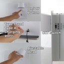 Aplique de Pared Orientable 6W con Carga USB y Type C, 2700K-6000K, Chips Osram, Driver KGP "SION"
