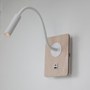 Aplique de Pared con Foco de Lectura Flexible 3W y Puerto USB y Type C e Interruptor con Chips CREE "MULÁN"
