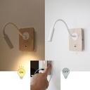 Aplique de Pared con Foco de Lectura Flexible 3W y Puerto USB y Type C e Interruptor con Chips CREE "MULÁN"