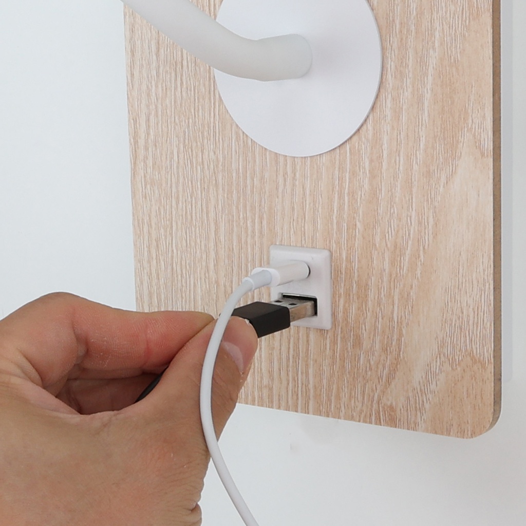 Aplique de Pared con Foco de Lectura Flexible 3W y Puerto USB y Type C e Interruptor con Chips CREE "MULÁN"