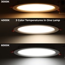 Downlight LED Circular Empotrable - Corte: Ø 190mm - 25W- Alta Efeciencia 115lm/w-IP20 CCT color seleccionable de 3000K-4000K-6000K