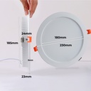 Downlight LED Circular Empotrable - Corte: Ø 190mm - 25W- Alta Efeciencia 115lm/w-IP20 CCT color seleccionable de 3000K-4000K-6000K