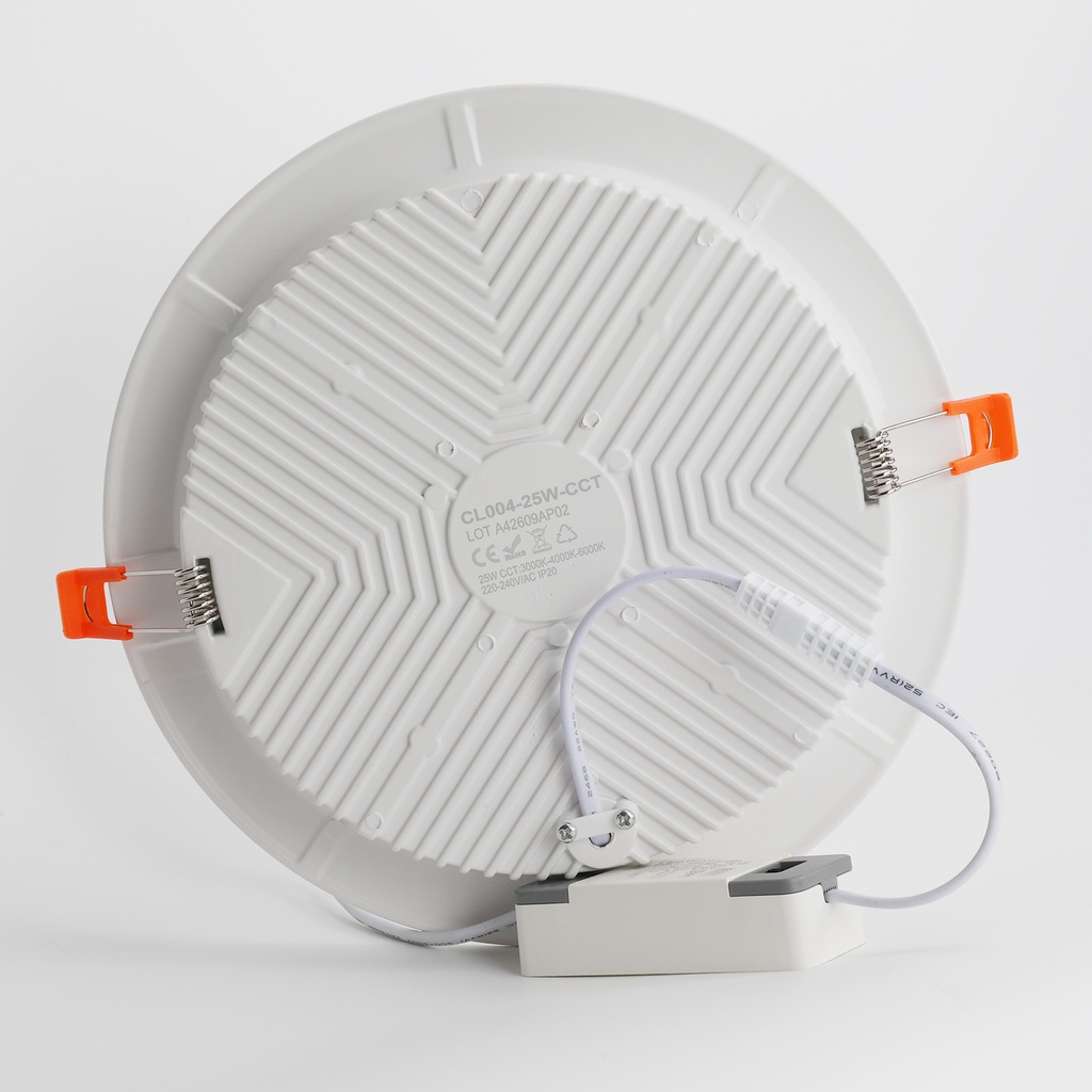 Downlight LED Circular Empotrable - Corte: Ø 190mm - 25W- Alta Efeciencia 115lm/w-IP20 CCT color seleccionable de 3000K-4000K-6000K