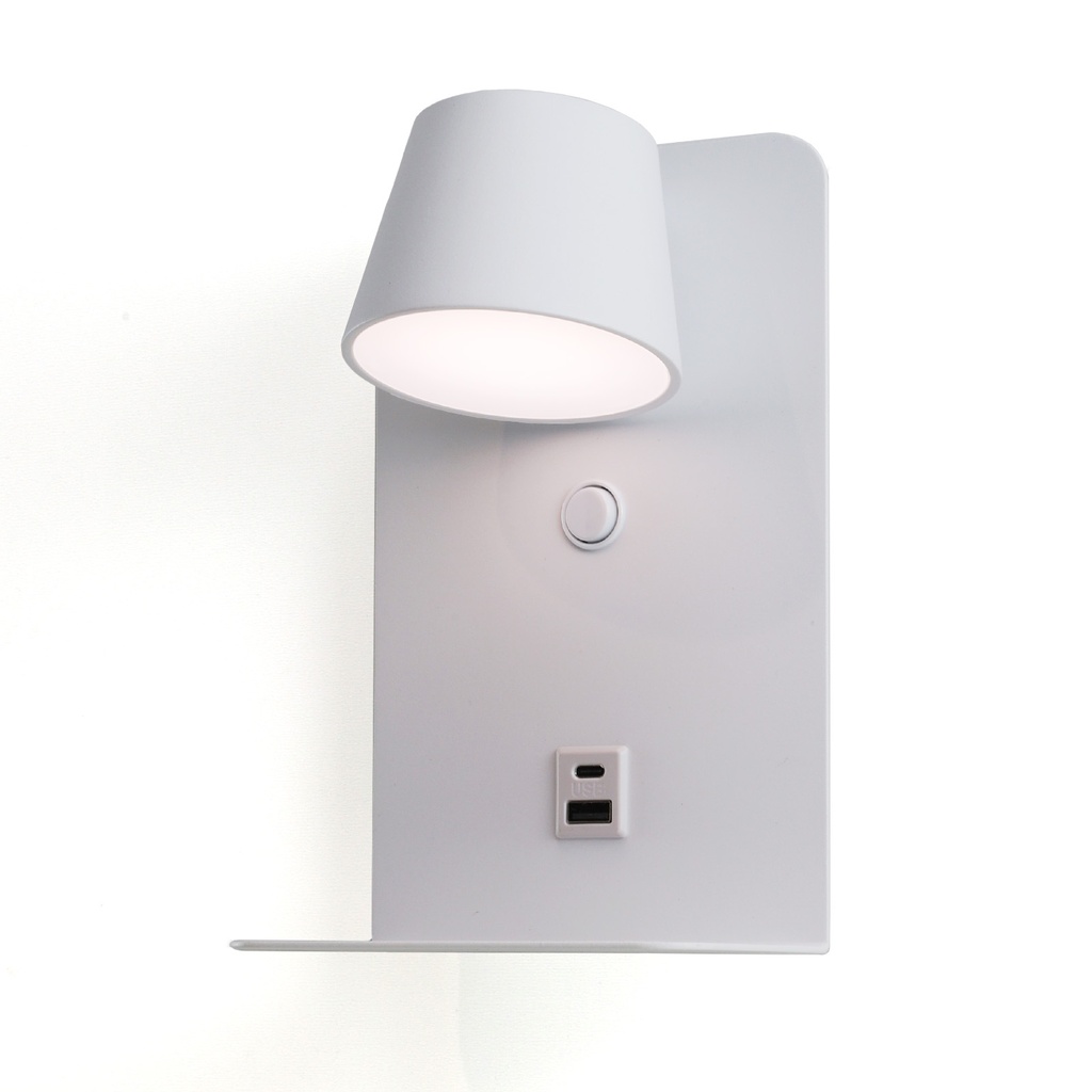 Aplique LED Orientable "BERNA" 6W con Interruptor y Carga USB y Type C, 3000K-4000K-6000K, Chips Osram, Driver KGP