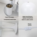 Lámpara de Mesa Moderna con 3 Luces, Pantalla de Vidrio Blanco y Base Metálica, Ideal para Dormitorio, Sala y Oficina "MEDUSA" G9*3