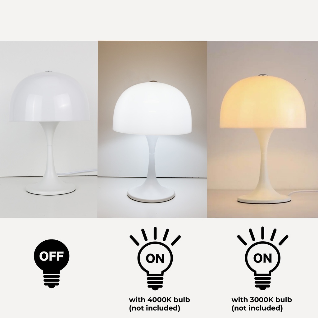 Lámpara de Mesa Moderna con 3 Luces, Pantalla de Vidrio Blanco y Base Metálica, Ideal para Dormitorio, Sala y Oficina "MEDUSA" G9*3