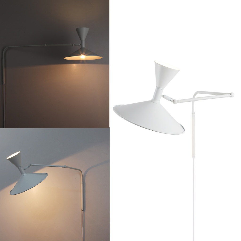 Aplique de pared Dormitorio interior Sala de estar Decoración del hogar Lámpara de pared con brazo oscilante Enchufe con interruptor Apliques Mesita de noche Iluminación montada industrial "GAMA"