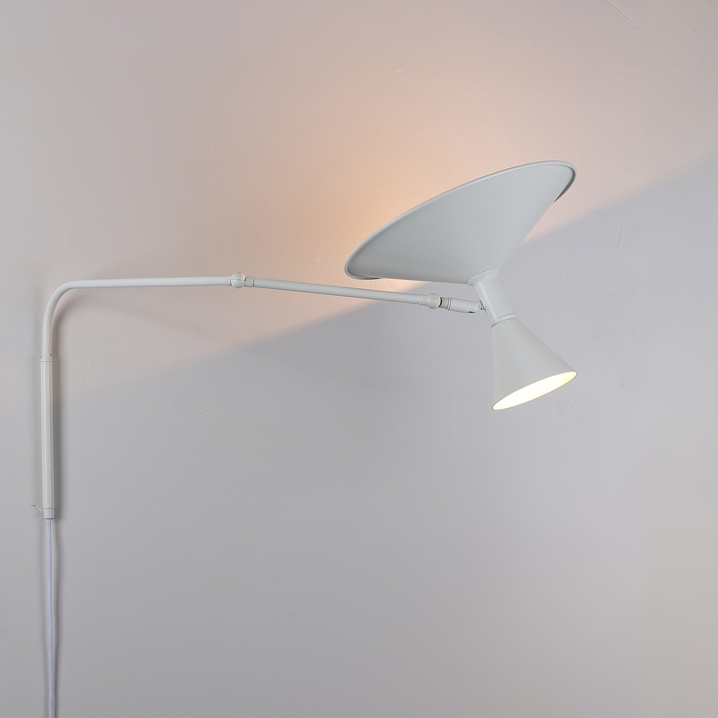 Aplique de pared Dormitorio interior Sala de estar Decoración del hogar Lámpara de pared con brazo oscilante Enchufe con interruptor Apliques Mesita de noche Iluminación montada industrial "GAMA"