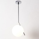 Lámpara Colgante Bola Cristal "MOON"- E27  ø 18cm Diseño Minimalista, Cristal Opalino, Para Interiores Clásicos, Retro O Contemporáneos